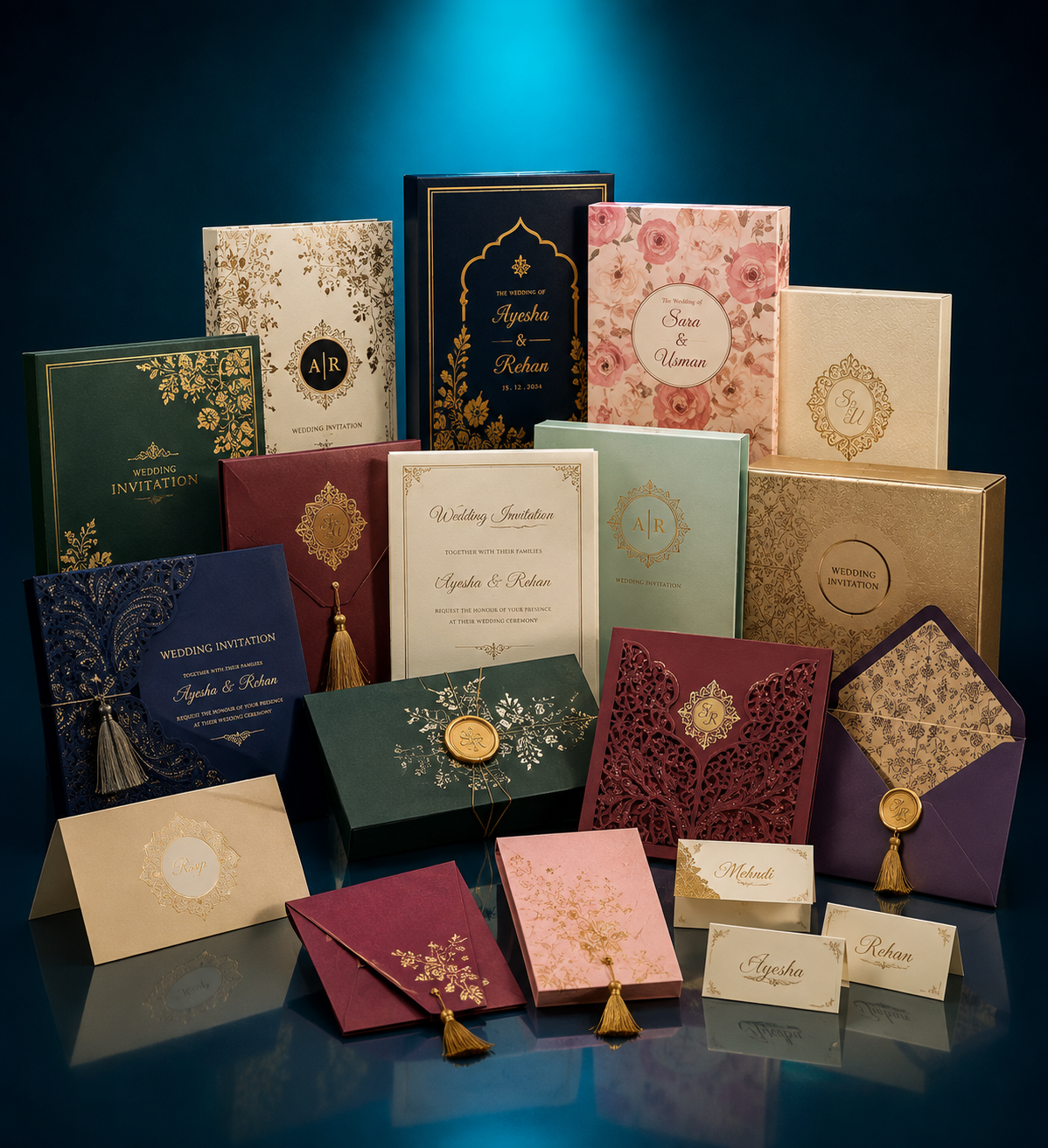 luxury wedding invitation cards, envelopes, wedding stationery and invitation boxes