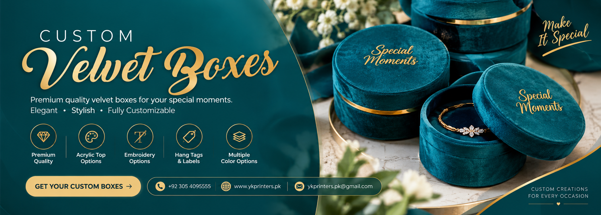 Premium Teal Velvet Box Banner